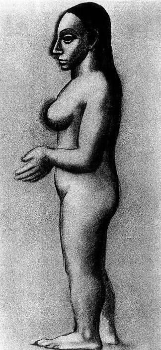 女性裸体在个人资料 Female nude in profile (1906)，巴勃罗·毕加索