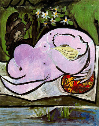 花园里的女性裸体 Female nude in the garden (1934)，巴勃罗·毕加索