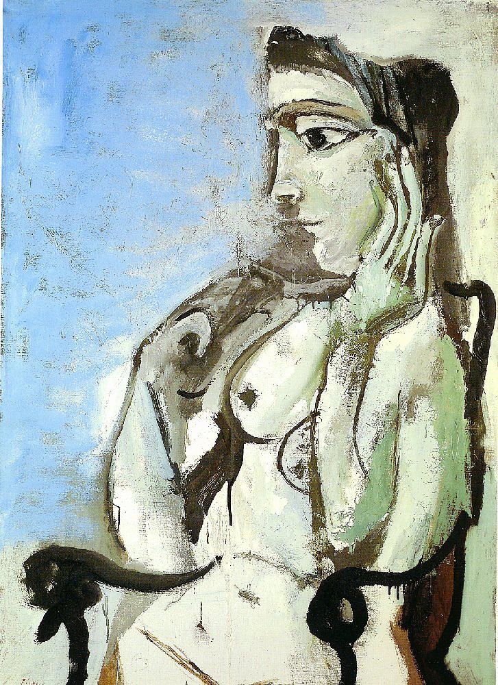 Female nude sitting in the armchair Female nude sitting in the armchair (1964)，巴勃罗·毕加索