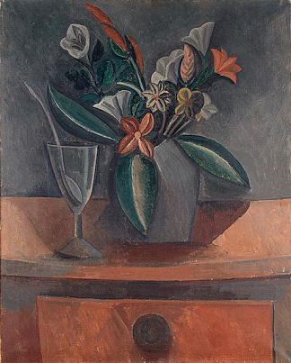 灰色罐子里的花 Flowers in a Grey Jar (1908)，巴勃罗·毕加索