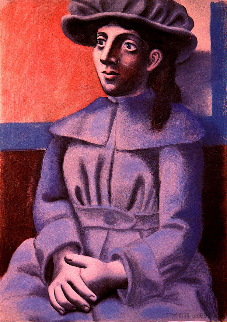 戴着帽子,双臂交叉的女孩 Girl in a hat with her arms crossed (c.1920),巴勃罗·毕加索