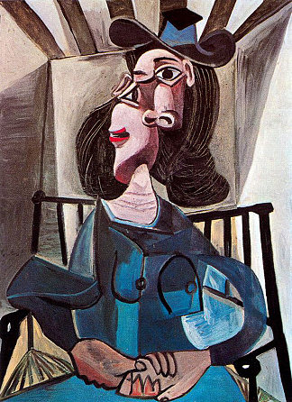 椅子上的女孩 Girl in chair (1952)，巴勃罗·毕加索