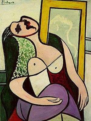 镜子前的女孩 Girl in front of mirror (1932)，巴勃罗·毕加索