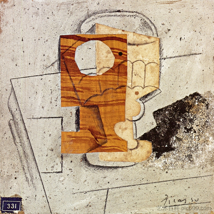 桌子上的玻璃 Glass on a Table (1914)，巴勃罗·毕加索