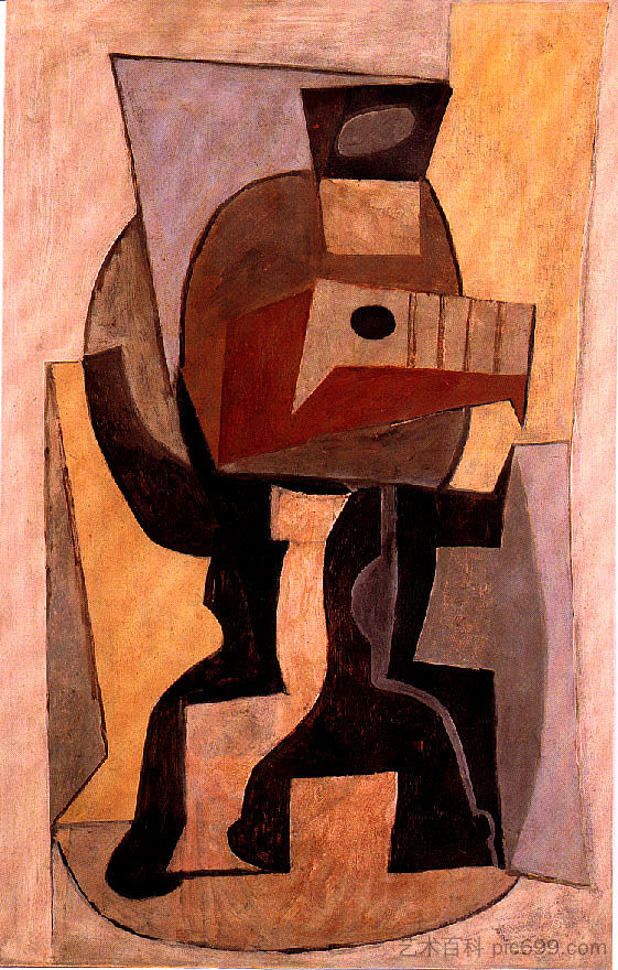 基座上的吉他 Guitar on pedestal (1920),巴勃罗·毕加索