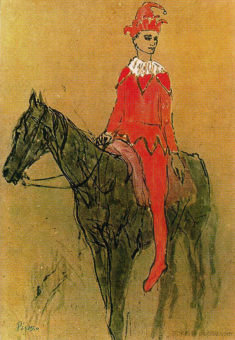 马背上的丑角 Harlequin on the horseback (1905)，巴勃罗·毕加索