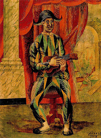 丑角与吉他 Harlequin with guitar (1918)，巴勃罗·毕加索