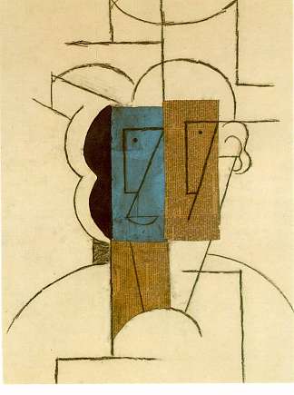 一个戴帽子的男人的头 Head of a man with hat (1912)，巴勃罗·毕加索