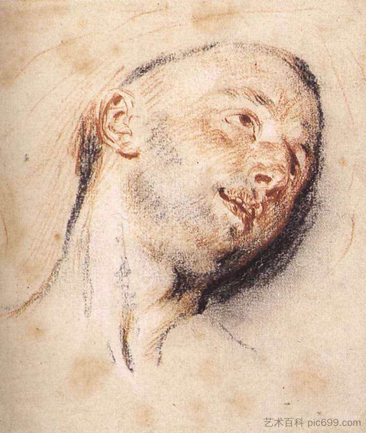 一个男人的头 Head of a man (c.1907)，巴勃罗·毕加索