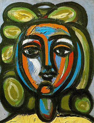 一个绿色卷发的女人的头 Head of a woman with green curls (1946)，巴勃罗·毕加索