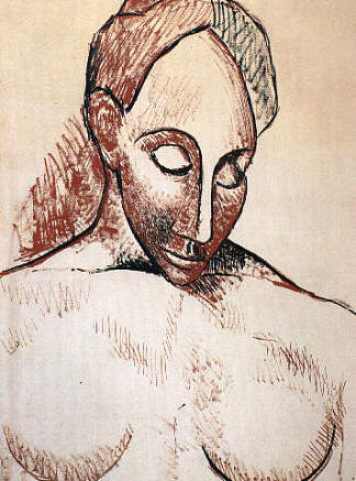 女头 Head of woman (c.1907)，巴勃罗·毕加索