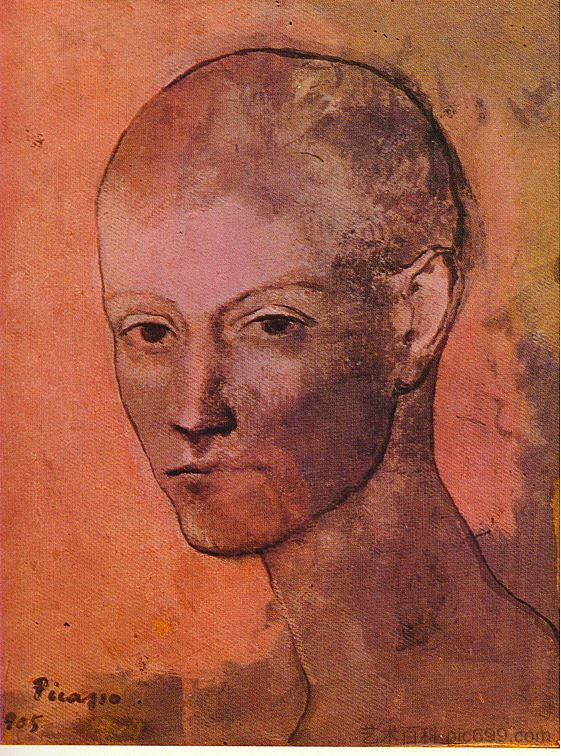 年轻人的头 Head of young man (1905)，巴勃罗·毕加索