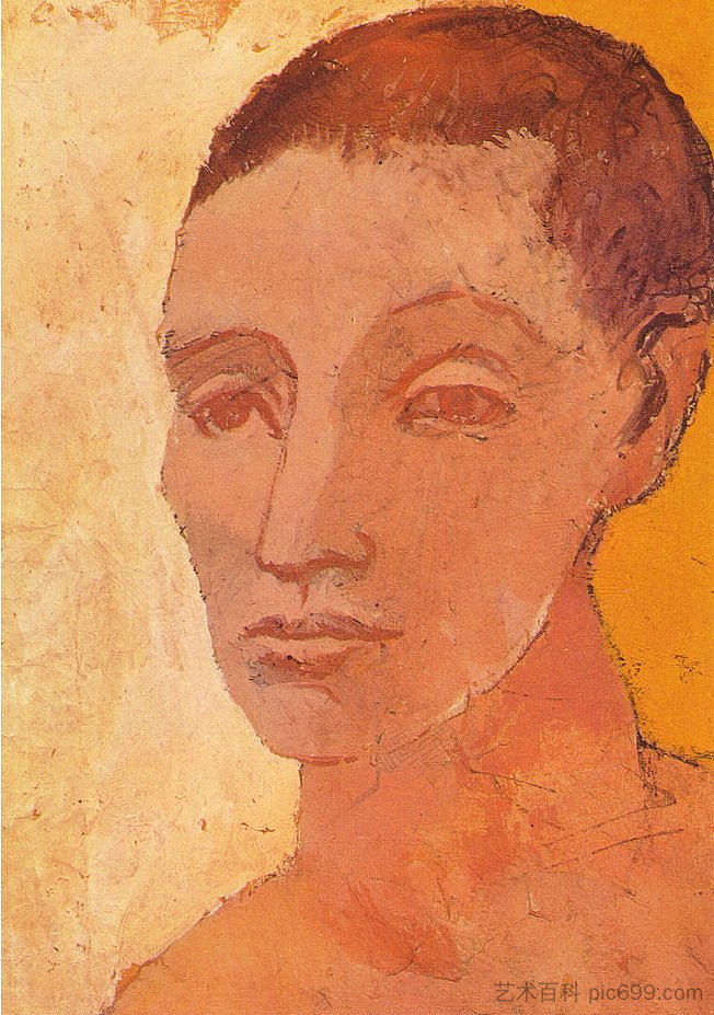 年轻人的头 Head of young man (1906)，巴勃罗·毕加索