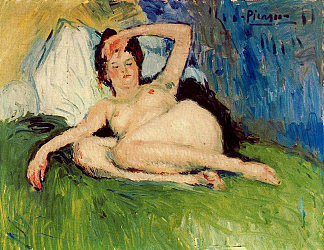 珍妮（斜倚裸体） Jeanne (Reclining nude) (1901)，巴勃罗·毕加索