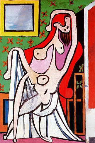红色扶手椅上的大裸体 Large nude in red armchair (1929)，巴勃罗·毕加索