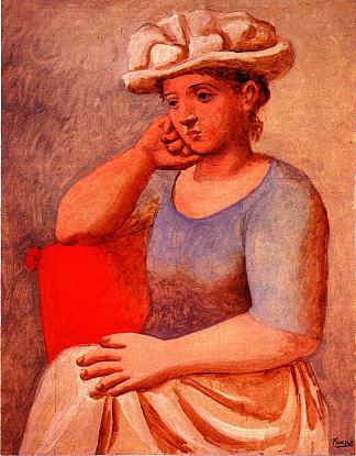 戴无边帽的倾斜女人 Leaning woman with bonnet (1921)，巴勃罗·毕加索