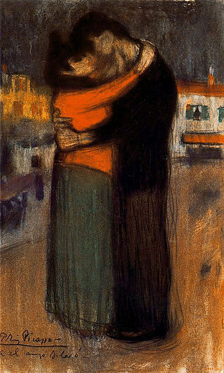 街头爱好者 Lovers of the street (1900)，巴勃罗·毕加索