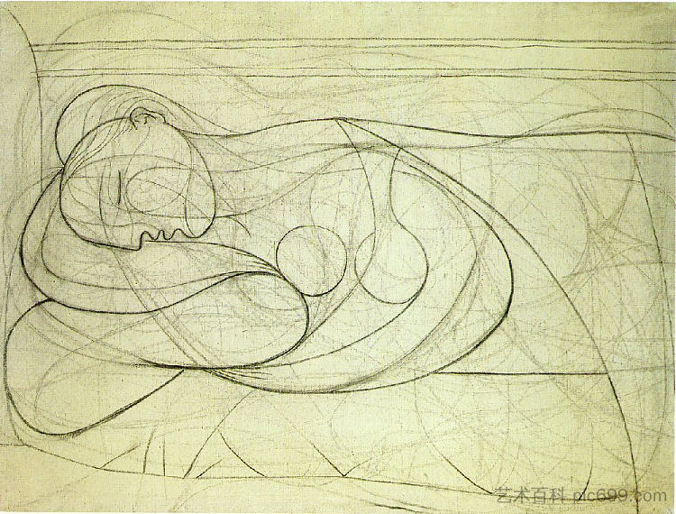 说谎的女性裸体 Lying female nude (1932),巴勃罗·毕加索