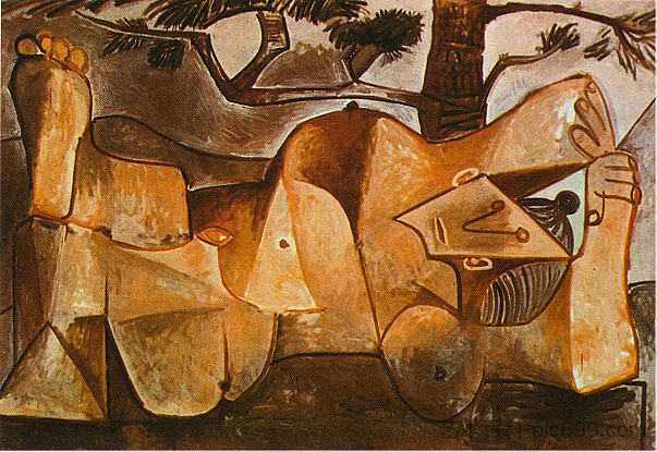 裸女躺在松树下 Lying female nude under the pine tree (1959),巴勃罗·毕加索