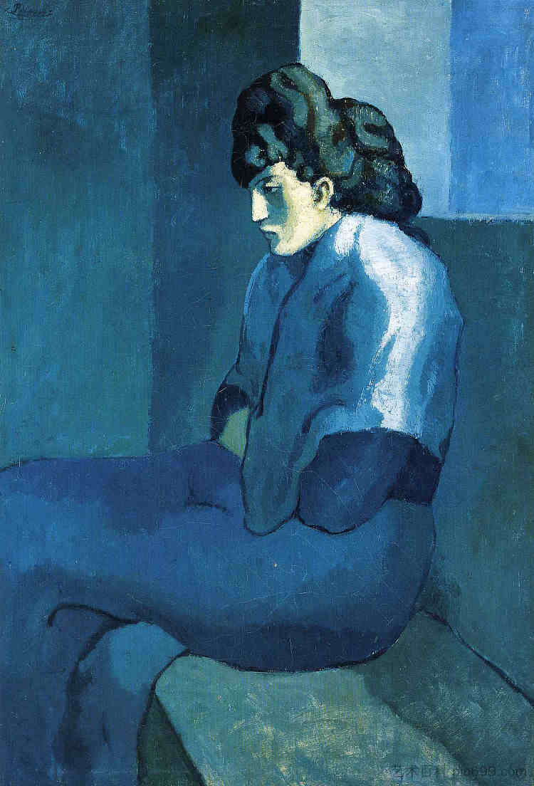 忧郁的女人 Melancholy woman (c.1902)，巴勃罗·毕加索