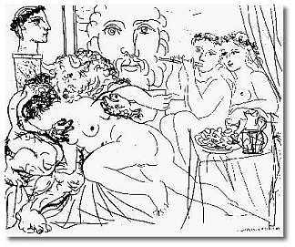 牛头怪在爱抚一个女人 Minotaur caressing a  woman (1933)，巴勃罗·毕加索