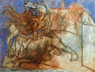 牛头怪受伤了，马和人物 Minotaur is wounded, horse and personages (1936)，巴勃罗·毕加索