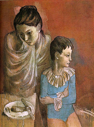 母亲和孩子（巴拉丁） Mother and child (Baladins) (1905)，巴勃罗·毕加索