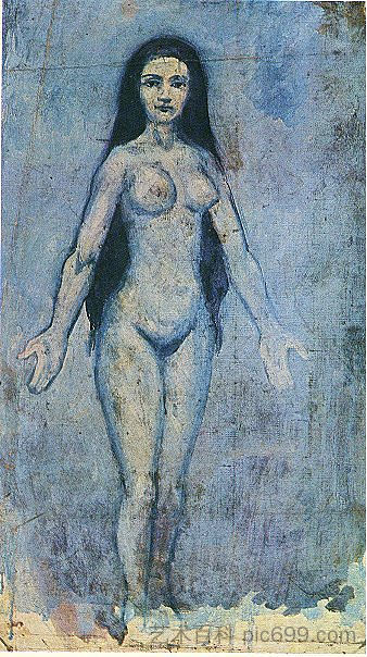 头发滴落的裸体女人 Naked woman with dripping hair (1902),巴勃罗·毕加索