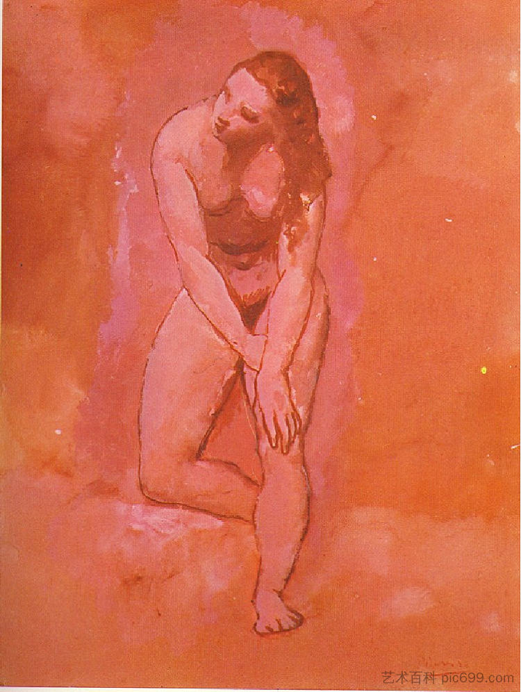 裸体,学习到“后宫” Nude, study to "Harem" (1906),巴勃罗·毕加索