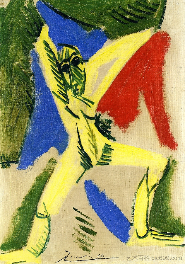 裸体与帷幔(为“伟大的舞者”学习) Nude with Drapery (Study for "The great dancer") (1907),巴勃罗·毕加索
