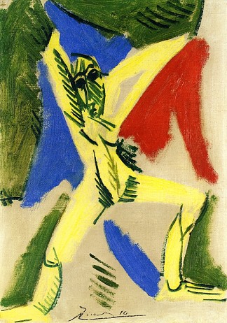 裸体与帷幔（为“伟大的舞者”学习） Nude with Drapery (Study for “The great dancer”) (1907)，巴勃罗·毕加索