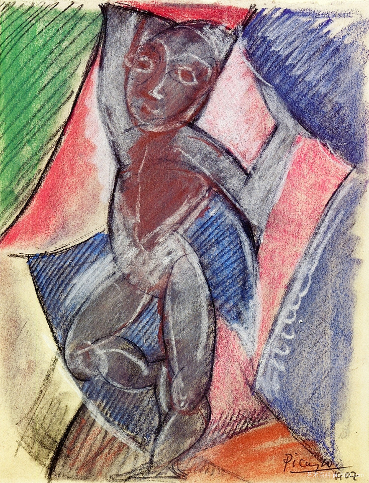 裸体与举起的手臂 Nude with raised arms (1907)，巴勃罗·毕加索