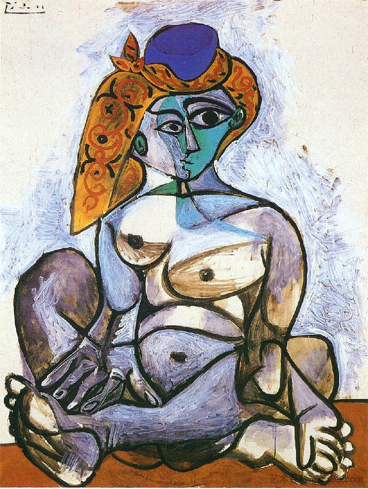 裸体女人与土耳其帽子 Nude woman with turkish bonnet (1955)，巴勃罗·毕加索