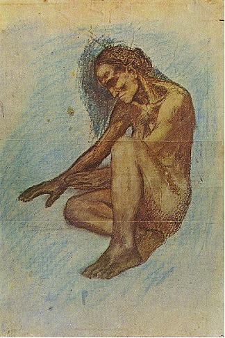 老妇人向火堆伸出双手 Old Woman stretching out her hands to the fire (1903)，巴勃罗·毕加索