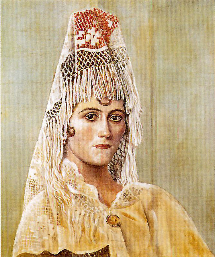 奥尔加在曼蒂拉 Olga in a Mantilla (1917)，巴勃罗·毕加索