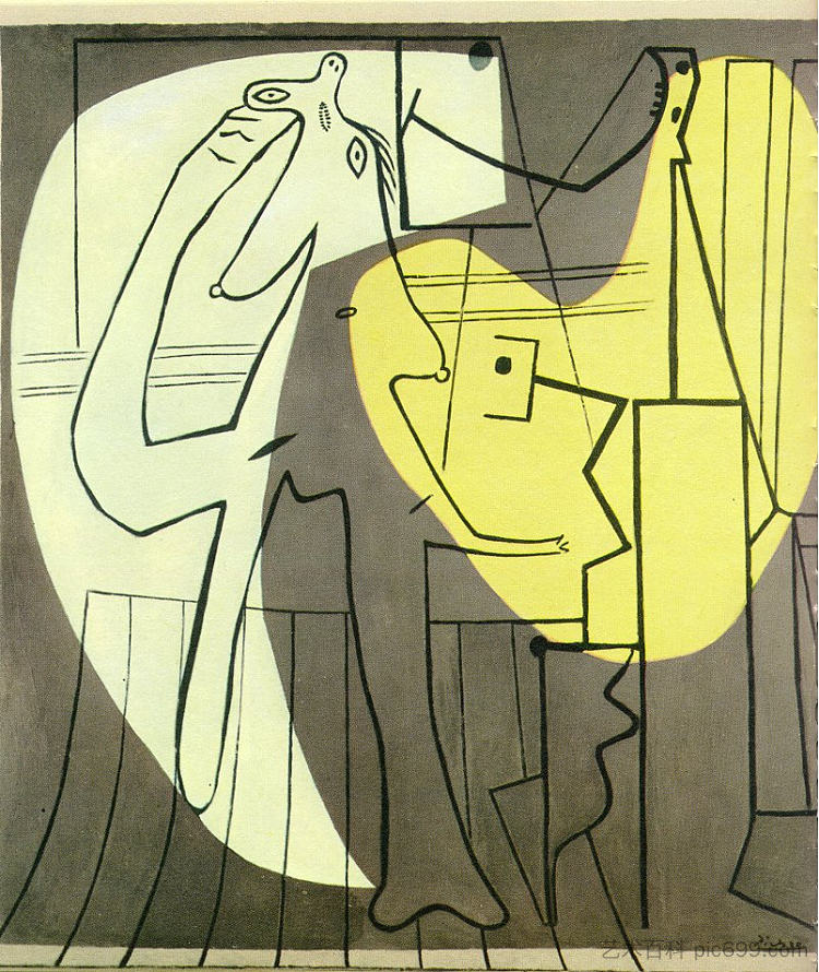 画家和他的模特 Painter and his model (1927),巴勃罗·毕加索