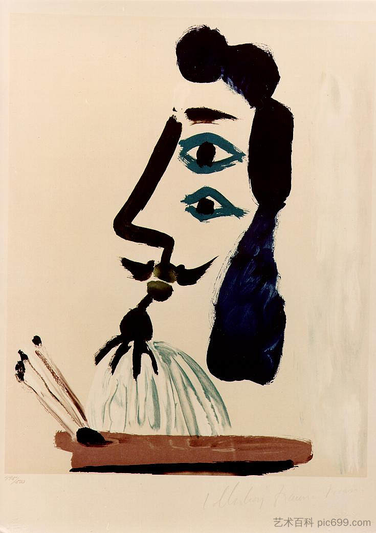 画家和他的调色板 Painter and his palette (1967),巴勃罗·毕加索