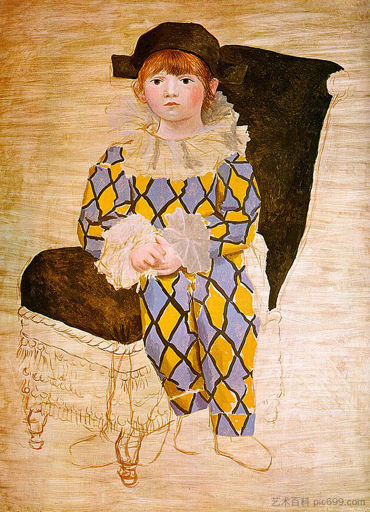 保罗扮演小丑 Paul as harlequin (1924),巴勃罗·毕加索