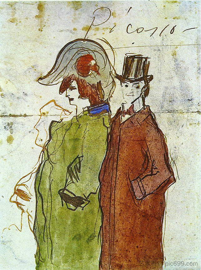 毕加索与伴侣 Picasso with partner (1901)，巴勃罗·毕加索