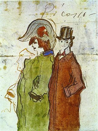 毕加索与伴侣 Picasso with partner (1901)，巴勃罗·毕加索