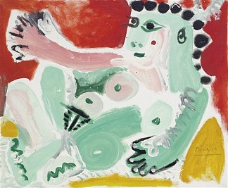 坐着的裸体靠垫（杰奎琳） Seated Nude supported by Cushions (Jacqueline) (1964)，巴勃罗·毕加索