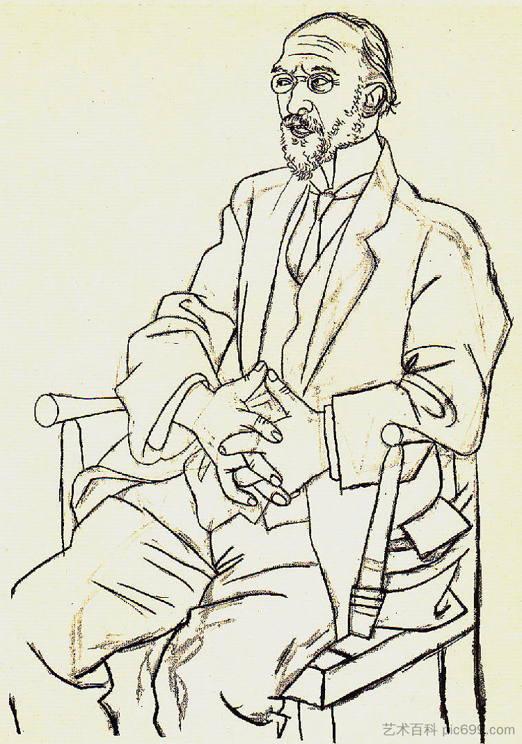 埃里克·萨蒂的肖像 Portrait of Erik Satie (1920)，巴勃罗·毕加索