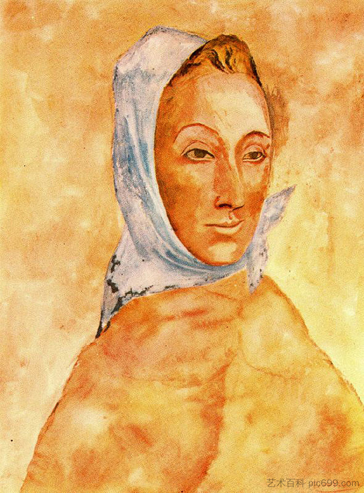 戴头巾的费尔南德·奥利维尔的肖像 Portrait of Fernande Olivier in headscarves (1906),巴勃罗·毕加索