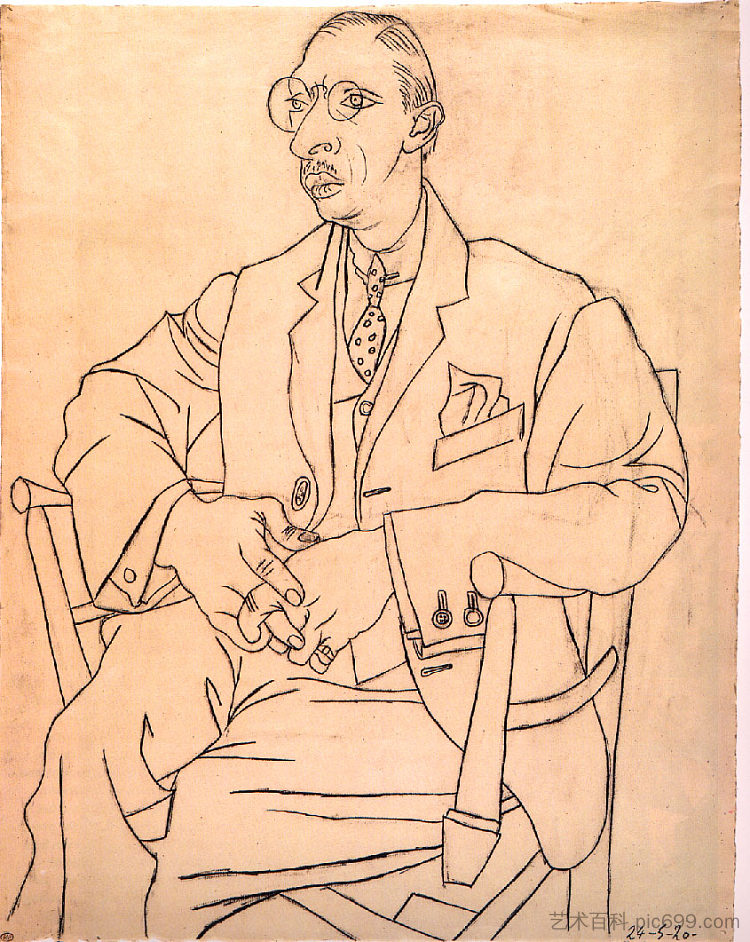 伊戈尔·斯特拉文斯基的肖像 Portrait of Igor Stravinsky (1920)，巴勃罗·毕加索