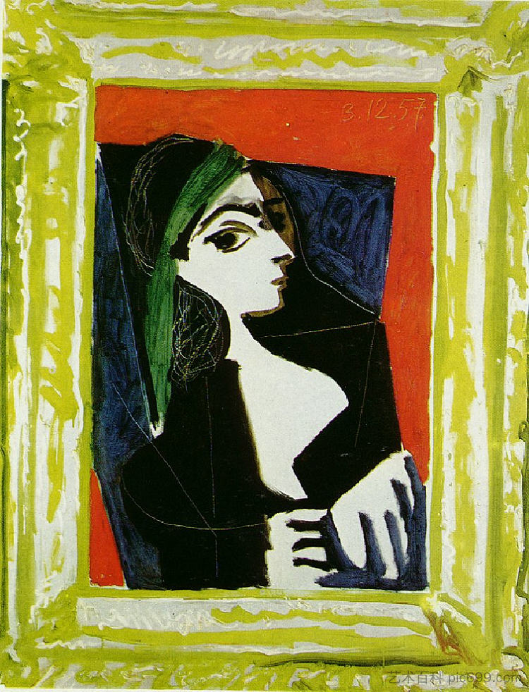 杰奎琳的肖像 Portrait of Jacqueline (1957),巴勃罗·毕加索
