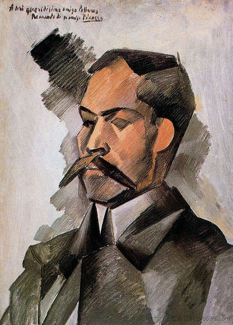 曼努埃尔·帕拉雷斯的肖像 Portrait of Manuel Pallares (1909),巴勃罗·毕加索