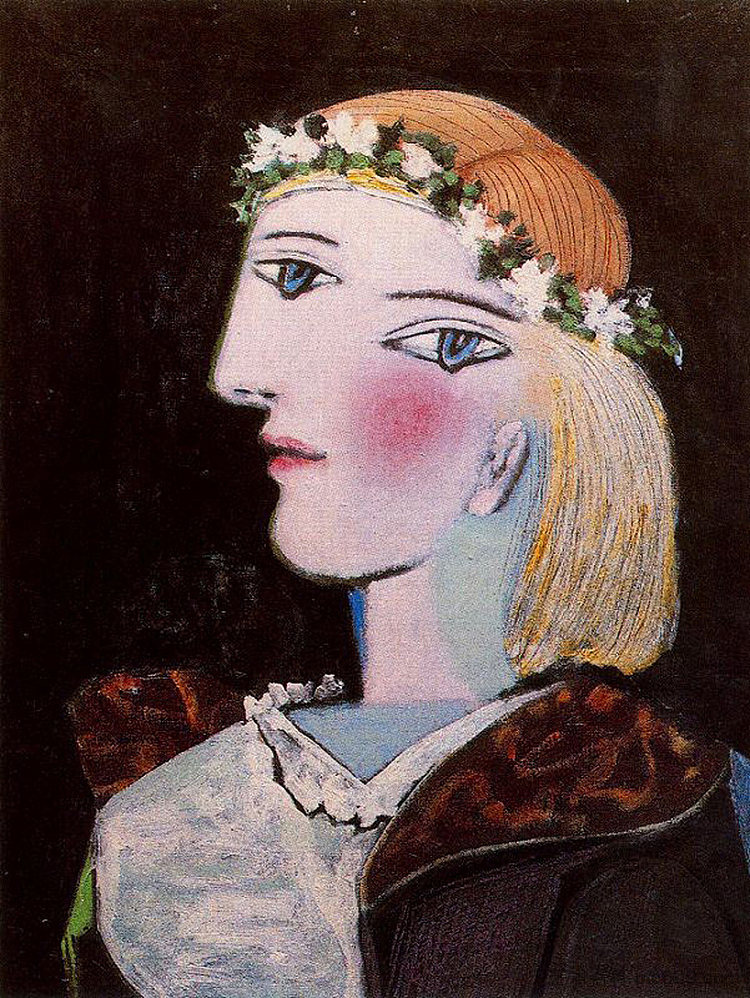 玛丽-特雷兹·沃尔特的肖像与花环 Portrait of Marie-Thérèse Walter with garland (1937),巴勃罗·毕加索