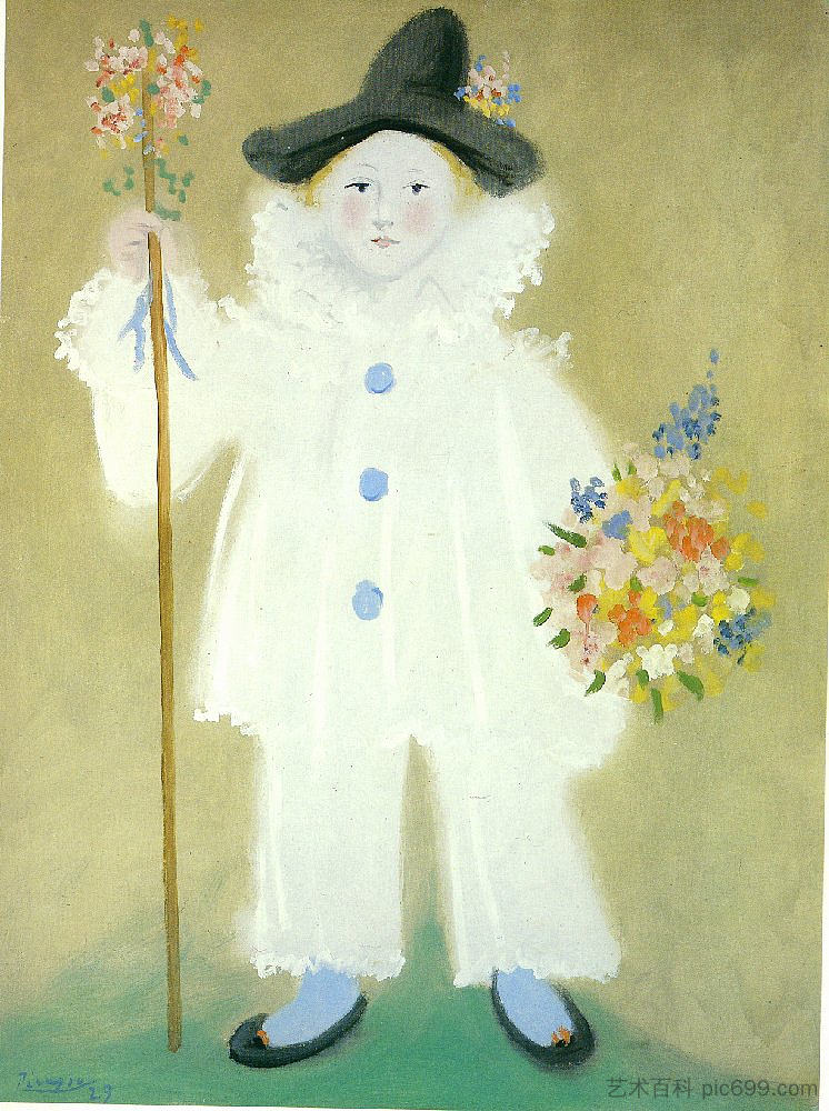 保罗的肖像 饰 皮埃罗 Portrait of Paulo as Pierrot (1929)，巴勃罗·毕加索