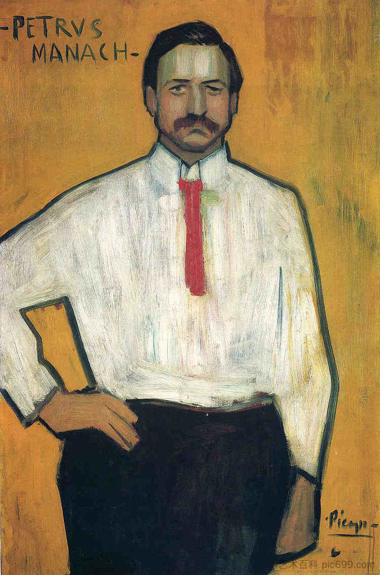 彼得鲁斯·马纳赫的肖像 Portrait of Petrus Manach (1901),巴勃罗·毕加索