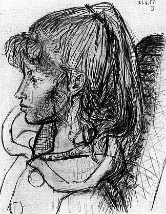 西尔维特·大卫的肖像 Portrait of Sylvette David (1954)，巴勃罗·毕加索